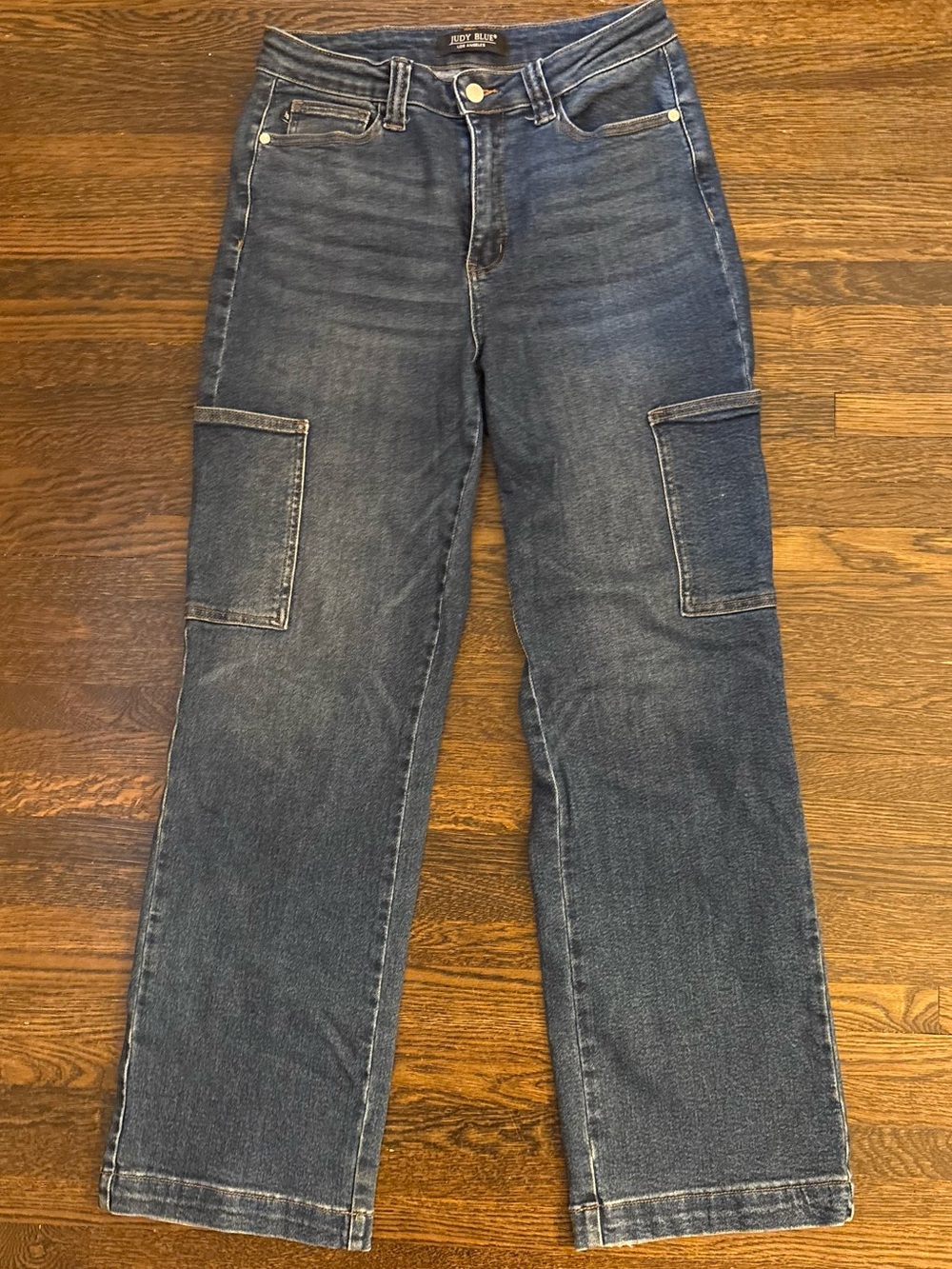 Judy Blue Dark Blue Straight-Leg Cargo Jeans 7/28